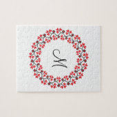 Personalisierte Monogramm-Blume Roter Ring Puzzle (Horizontal)