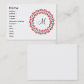 Personalisierte Monogramm-Blume Roter Ring Visitenkarte (Vorne/Hinten)