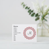 Personalisierte Monogramm-Blume Roter Ring Visitenkarte (Stehend Vorderseite)