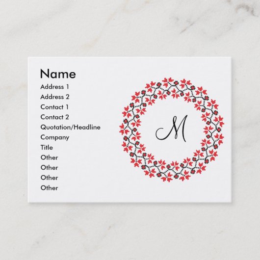 Personalisierte Monogramm-Blume Roter Ring Visitenkarte (Vorderseite)