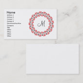 Personalisierte Monogramm-Blume Roter Ring Visitenkarte (Vorne/Hinten)