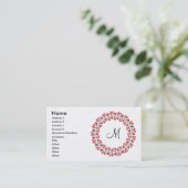 Personalisierte Monogramm-Blume Roter Ring Visitenkarte (Stehend Vorderseite)