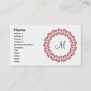 Personalisierte Monogramm-Blume Roter Ring Visitenkarte