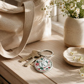 Personalisierte Monogramm-Blumen-Beeren  Schlüsselanhänger