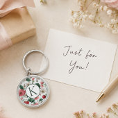 Personalisierte Monogramm-Blumen-Beeren  Schlüsselanhänger