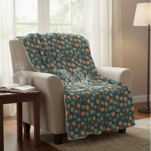 Personalisierte Monogramm-Blumen-Doodle-Fleece-Dec Fleecedecke