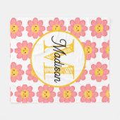 Personalisierte Monogramm-Blumen-Fliesendecke Fleecedecke (Vorderseite (Horizontal))