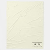 Personalisierte Monogramm-Datum-Beige Fleecedecke (Vorderseite)