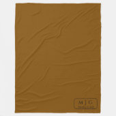 Personalisierte Monogramm-Datum-Solid-Braun Fleecedecke (Vorderseite)