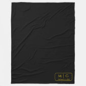 Personalisierte Monogramm-Datum-Solid-Schwarz Fleecedecke (Vorderseite)