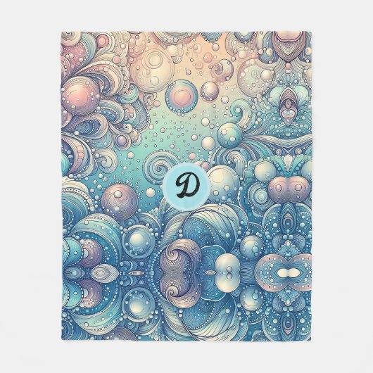 Personalisierte Monogramm, Dreamy Bubble Wasserthe Fleecedecke (Vorderseite)