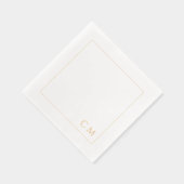 Personalisierte Monogramm-Elegant-Goldrahmen-Hochz Servietten Mit Folie (Rechts)