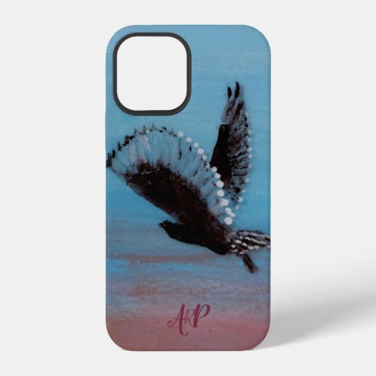 Personalisierte Monogramm-Eule-Kunst iPhone Hülle (Rückseite)