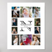 Personalisierte Monogramm-Familie 10 FotoCollage Poster (Vorne)
