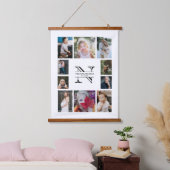 Personalisierte Monogramm-Familie 10 FotoCollage Wandteppich Mit Holzrahmen (Schlafzimmer)