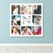 Personalisierte Monogramm-Familie 8 - FotoCollage Leinwanddruck (Insitu (Holzboden))