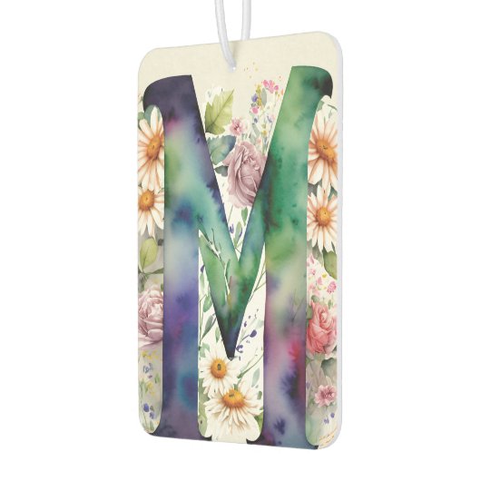 Personalisierte monogramm-farbige Blume Autolufterfrischer (Links)