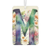 Personalisierte monogramm-farbige Blume Autolufterfrischer (Rückseite)