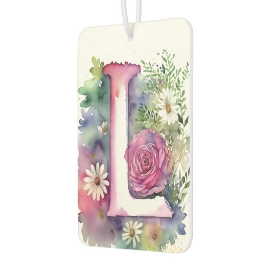 Personalisierte monogramm-farbige Blume Autolufterfrischer (Links)
