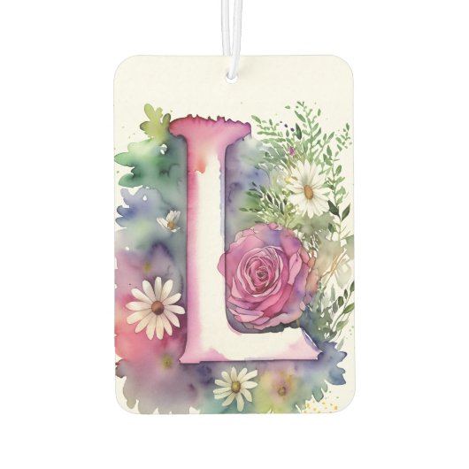 Personalisierte monogramm-farbige Blume Autolufterfrischer (Rückseite)
