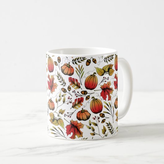 Personalisierte Monogramm farbige Herbsternte Kaffeetasse (VorderseiteRechts)