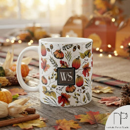 Personalisierte Monogramm farbige Herbsternte Kaffeetasse