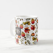 Personalisierte Monogramm farbige Herbsternte Kaffeetasse (Vorderseite Links)