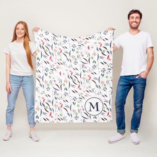 Personalisierte Monogramm Floral Fleecedecke (Beispiel)