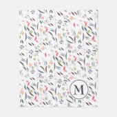 Personalisierte Monogramm Floral Fleecedecke (Vorderseite)