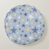 Personalisierte Monogramm für blaue und gelbe Wint Rundes Kissen (Rückseite)