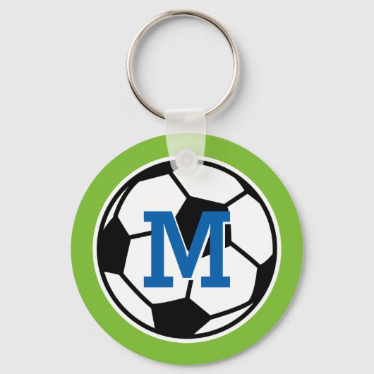 Personalisierte monogramm Fußball-Schlüsselanhänge Schlüsselanhänger (Vorderseite)