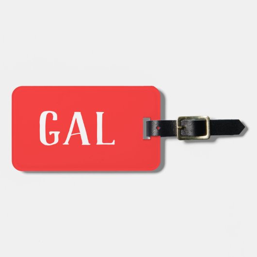 Personalisierte Monogramm-Gepäckmarke rot/weiß Gepäckanhänger (Vorderseite horizontal)