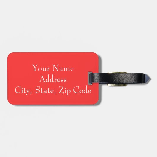 Personalisierte Monogramm-Gepäckmarke rot/weiß Gepäckanhänger (Rückseite horizontal)