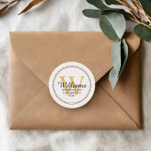 Personalisierte Monogramm-Gold-Rücksendeadresse Runder Aufkleber