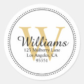 Personalisierte Monogramm-Gold-Rücksendeadresse Runder Aufkleber (Vorderseite)