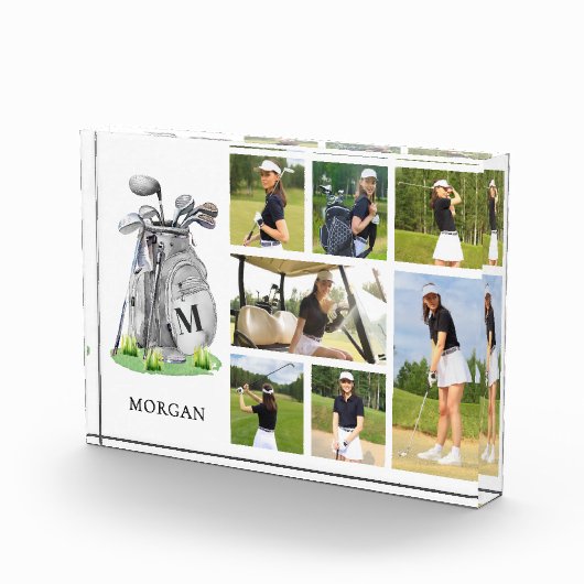 Personalisierte Monogramm-Golf-Fotocollage Fotoblock (Rechts)