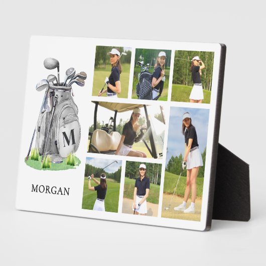 Personalisierte Monogramm-Golf-FotoCollage Fotoplatte (Seite)