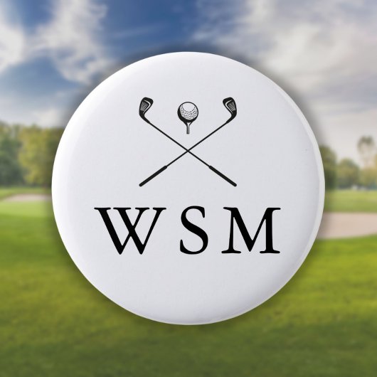 Personalisierte Monogramm-Golfschläger Button