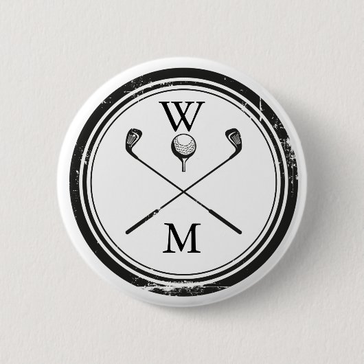 Personalisierte Monogramm-Golfschläger Button (Vorderseite)