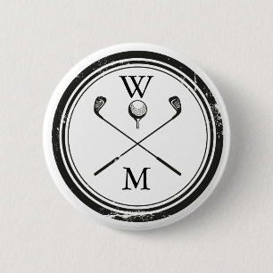 Personalisierte Monogramm-Golfschläger Button
