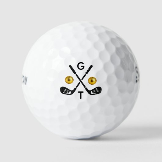 Personalisierte Monogramm-Golfschläger Golfbälle (Vorderseite)