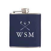 Personalisierte Monogramm-Golfschläger Navy Blau Flachmann (Vorderseite)