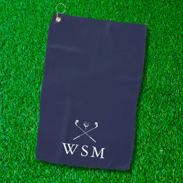 Personalisierte Monogramm-Golfschläger Navy Blau Golfhandtuch