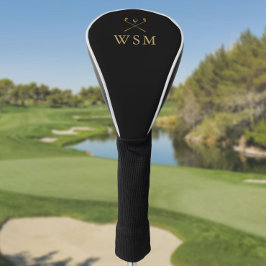 Personalisierte Monogramm-Golfschläger Schwarz und Golf Headcover