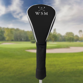Personalisierte Monogramm-Golfschläger Schwarz und Golf Headcover