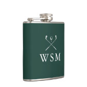 Personalisierte Monogramm-Golfschläger Smaragdgrün Flachmann (Rechts)