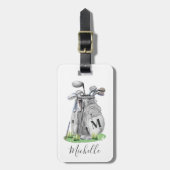 Personalisierte Monogramm-Golftasche Gepäckanhänger (Vorderseite vertikal)