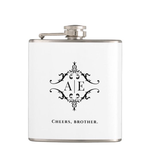 Personalisierte Monogramm-Herren-Flasche Flachmann (Vorderseite)