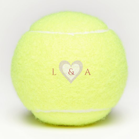 Personalisierte Monogramm Herzens - zwei Initialen Tennisbälle (Vorderseite)