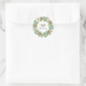 Personalisierte Monogramm-Hochzeit im Herbst Acorn Runder Aufkleber (Tasche)
